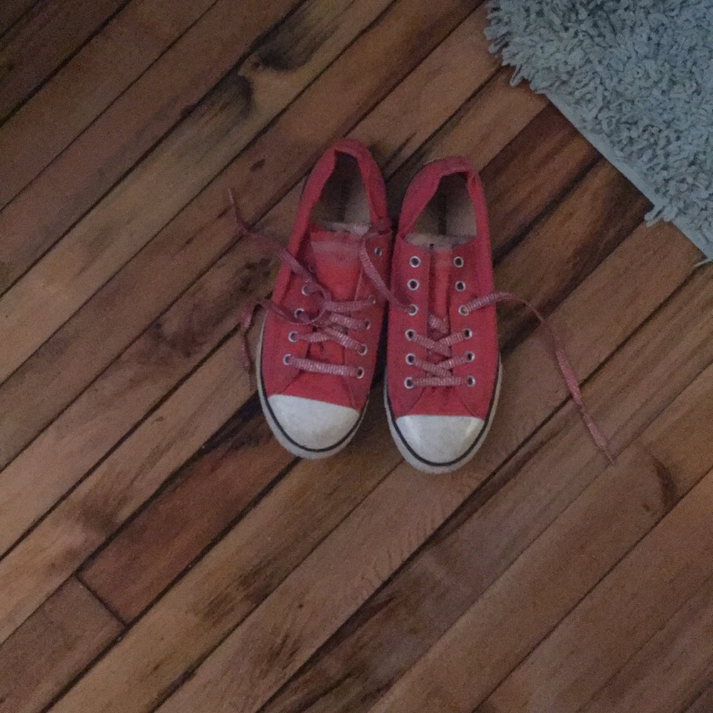 Coral sparkly converse with ruffles